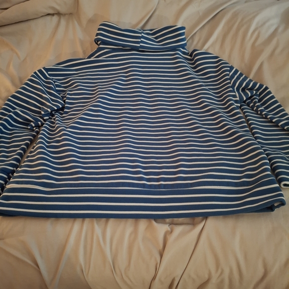 Time and Tru Women's Teal and White Striped Cowl Neck Sweater - Picture 7 of 7